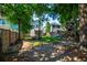 The backyard has a play set, picnic table and is surrounded by a privacy fence and mature trees at 1076 Hatfield St, North Charleston, SC 29405