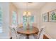 Charming dining room featuring a round wooden table with seating for four and a view of the backyard at 1148 Black Rush Cir, Mount Pleasant, SC 29466