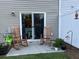 Cozy patio featuring two rocking chairs, sliding glass doors, and potted plants at 116 Gaura Ln, Summerville, SC 29483