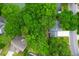 Bird's eye aerial view of property showcasing large trees and beautiful landscaping at 1394 Center Lake Dr, Mount Pleasant, SC 29464