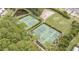 Aerial view of community tennis courts, surrounded by lush greenery at 1566 Lindsey Creek Dr, Mount Pleasant, SC 29466