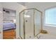 Bathroom with shower, tub, and view to bedroom at 2028 Prospect Hill Dr, Mount Pleasant, SC 29464