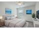 Modern bedroom with a gray bed set, area rug, and bright natural lighting at 211 Saxony Loop, Summerville, SC 29486