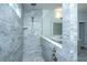 Bright bathroom features a tiled walk-in shower with glass partition and modern fixtures at 2402 Brackish Dr, Mount Pleasant, SC 29466