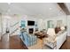 Bright and airy living room with shiplap walls, a cozy fireplace, and stylish furnishings at 301 Center St, Mount Pleasant, SC 29464