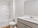 Bathroom featuring a single vanity, toilet, and shower with tub at 307 Watersglen Dr, Summerville, SC 29486