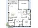 A detailed first-floor plan illustrating the layout of the home, including the kitchen, bedrooms, and living spaces at 336 Trailmore Ln, Summerville, SC 29486