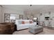 Bright living room featuring a plush white sofa, gray ottoman, and an open layout with views into the kitchen at 336 Trailmore Ln, Summerville, SC 29486