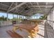 Spacious screened area with picnic tables, ceiling fans, and lots of natural light perfect for gatherings and relaxation at 840 Forrest Dr, Charleston, SC 29492