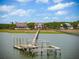 Picturesque waterfront view showcasing stunning homes and private boat dock, ideal for coastal living at 104 Beach St, Mount Pleasant, SC 29464