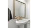 Bathroom featuring a decorative gold-framed mirror above a white pedestal sink and a gray hand towel at 133 Headwater Dr, Summerville, SC 29486