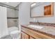 Bathroom with granite countertop, wood vanity, tile shower, and a soaking tub at 211 White Church Ln, Summerville, SC 29485