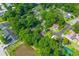 Aerial view of residential area with mature trees and pond at 230 Azalea Ct, Moncks Corner, SC 29461