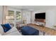 Living room with sofa, chair, a TV, and stylish blue patterned rug at 230 Azalea Ct, Moncks Corner, SC 29461