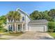 Stylish home featuring a well-kept lawn, palm tree, and convenient attached garage, perfect for modern living at 2652 Private Lefler Dr, Johns Island, SC 29455