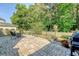 Beautiful backyard patio with stone flooring, outdoor seating, manicured landscaping and privacy fence at 2652 Private Lefler Dr, Johns Island, SC 29455