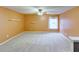 Living area featuring neutral carpet, a ceiling fan, orange walls, and bright natural light at 3009 Mapleleaf Dr, Moncks Corner, SC 29461
