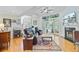 The bright living room offers hardwood floors, fireplace, and access to the outdoors at 310 Christiee Ct, North Charleston, SC 29418