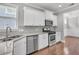 The kitchen showcases granite counters, stainless appliances, and stylish backsplash at 3408 Salterbeck St, Mount Pleasant, SC 29466
