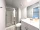 Clean bathroom featuring a glass-enclosed shower and a modern vanity with plenty of counterspace at 415 W Respite Ln, Summerville, SC 29483