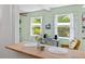 Bright living room featuring two large windows, light green walls, wooden floors and an ecletic design aesthetic at 4932 N Rhett Ave, North Charleston, SC 29405