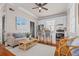 Cozy living room featuring a sofa, rattan chairs, hardwood floors and an eat-in kitchen at 5 1/2 Kracke St # A, Charleston, SC 29403
