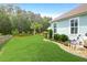 Spacious backyard featuring a well-maintained lawn and a privacy fence lined with trees at 5509 Alpine Dr, Summerville, SC 29483