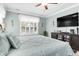 Stylish bedroom featuring a ceiling fan, a large window and a flatscreen TV at 5509 Alpine Dr, Summerville, SC 29483