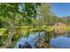 Beautiful view of a calm pond with an island, mature trees, and lush greenery surrounding cabin at 5519 Jefferies Hwy, Walterboro, SC 29488