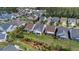 Overhead view of the property, highlighting the well-maintained lawn and surrounding landscape at 105 Harbor Trace Ln, Summerville, SC 29486