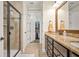Bathroom featuring a double sink vanity, tiled floor and a walk-in shower at 105 Harbor Trace Ln, Summerville, SC 29486