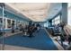 Well-equipped gym with modern exercise equipment and a blue carpet and windows, ideal for a complete workout at 105 Harbor Trace Ln, Summerville, SC 29486