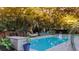 Beautiful backyard with a pool, hammock, lounge chairs, and lush tropical landscaping at 1145 Bellwood Rd, Charleston, SC 29412
