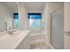 Modern bathroom featuring vanity, soaking tub and separate glass enclosed shower at 115 Golfview Ln, Summerville, SC 29485