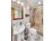 Bathroom features a tiled shower with glass door, updated vanity, and framed mirror at 123 Azalea Dr, Summerville, SC 29485