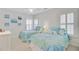 Bedroom with two twin beds featuring coastal bedding, plantation shutters, and light, neutral carpeting at 1647 Marsh Harbor Ln, Mount Pleasant, SC 29464
