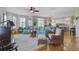 Bright living room featuring hardwood floors, cozy sofas with pillows, and an open-concept design at 1647 Marsh Harbor Ln, Mount Pleasant, SC 29464