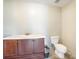 Bathroom featuring a dark wood vanity with a white countertop and a toilet at 1713 Pimlico Blvd, Moncks Corner, SC 29461