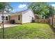 A spacious backyard features a stone patio, lush green lawn, and a wooden fence at 1939 Oak Tree Ln, Mount Pleasant, SC 29464