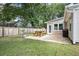 Backyard featuring a stone patio, wooden picnic table, and a privacy fence at 1939 Oak Tree Ln, Mount Pleasant, SC 29464