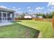Large backyard with a well-maintained lawn, fenced in area, and screened in porch area at 203 Plowden Mill Ct, Summerville, SC 29485