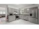 Modern kitchen with gray cabinetry, stainless steel appliances, and marble-style flooring at 204 Runnymede Ln, Summerville, SC 29485