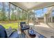 Cozy screened-in porch with comfortable seating and a view of the serene, private backyard at 227 Spectrum Rd, Summerville, SC 29486