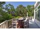 Relaxing outdoor deck area with multiple seating options, perfect for enjoying the lush green surroundings at 24 Beachwood West, Isle of Palms, SC 29451