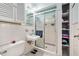 Cozy bathroom featuring a shower, pedestal sink, and integrated storage at 308 Ashley Dr, Summerville, SC 29485