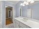 Bathroom featuring a white vanity with a quartz countertop and blue walls at 309 Padgett Loop, Walterboro, SC 29488