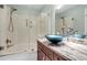 Bathroom features a glass enclosed shower and an elegant granite top vanity with a vessel sink at 320 Compton Xing, Summerville, SC 29485