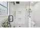 Modern bathroom featuring a glass shower with subway tile and marble floors at 334 Mossy Oak Way, Mount Pleasant, SC 29464