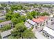 Charming neighborhood aerial view features mature trees, colorful homes, and convenient city access at 50 South St, Charleston, SC 29403