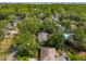 An aerial view showcases this property's backyard pool with mature trees at 614 Beauregard St, Charleston, SC 29412